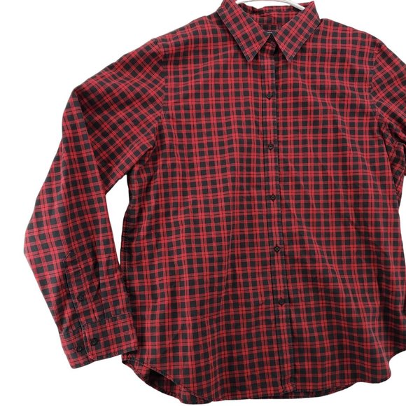 Chaps Shirt Men's Long Sleeve Casual Button Up Plaid Collared Red Extra Large - Picture 3 of 8